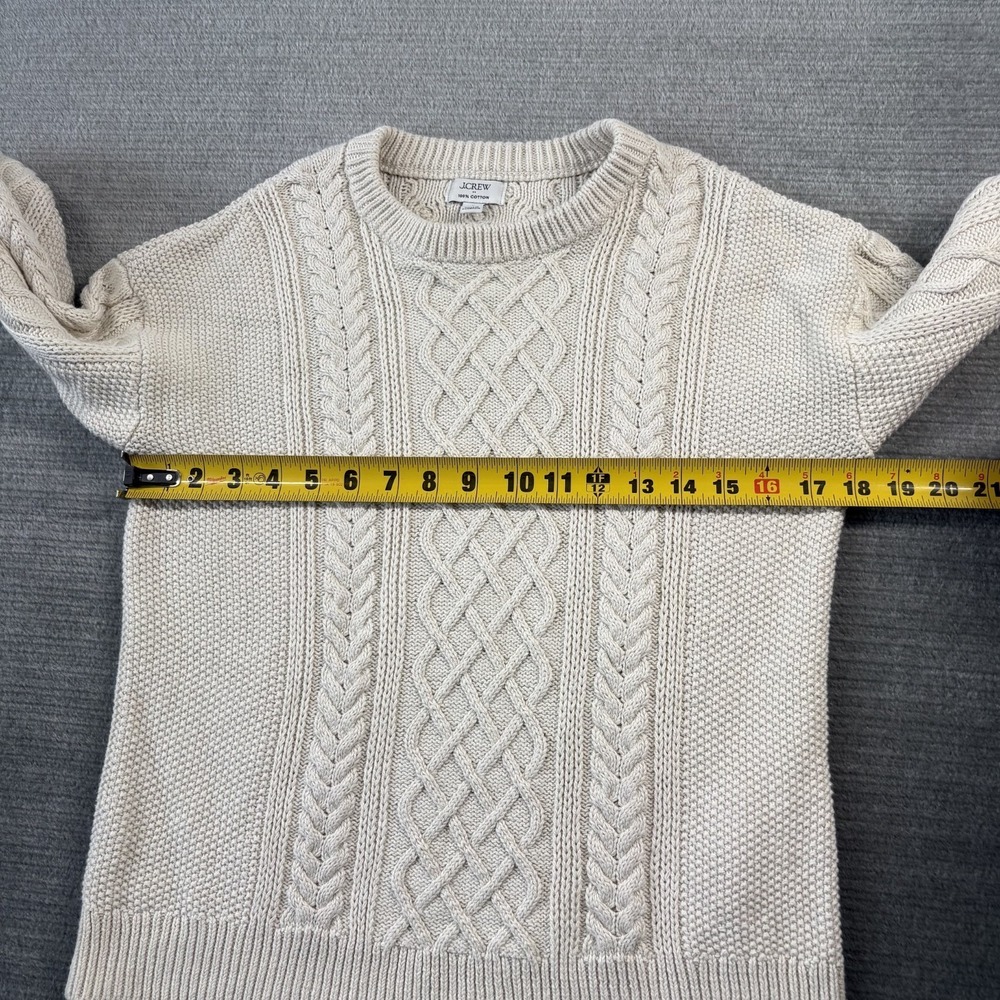 J Crew Sweater Women S Cream Cable Knit Fisherman Classic Coastal Cotton Preppy - Picture 6 of 10
